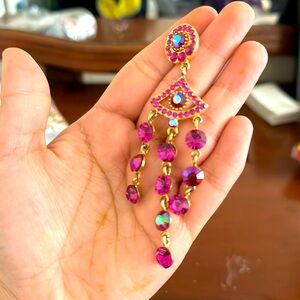 Pink color bridal earrings